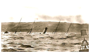 Mohegan sinking on Manacle reef Mohegan